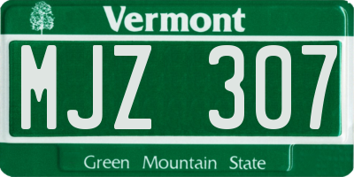 VT license plate MJZ307