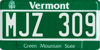 VT license plate MJZ309