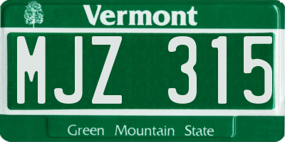 VT license plate MJZ315