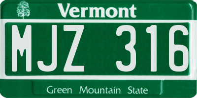 VT license plate MJZ316