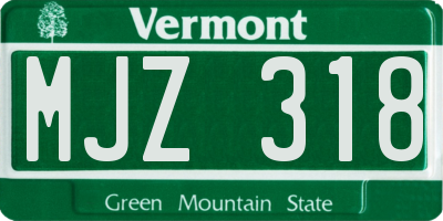 VT license plate MJZ318