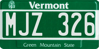 VT license plate MJZ326