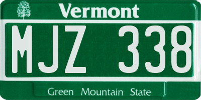 VT license plate MJZ338