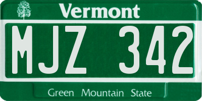 VT license plate MJZ342