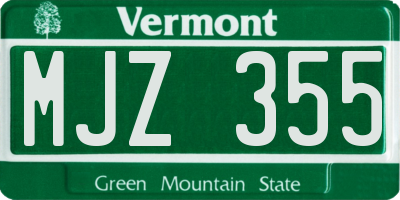 VT license plate MJZ355