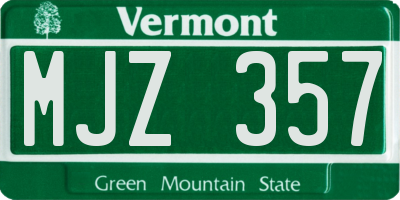 VT license plate MJZ357