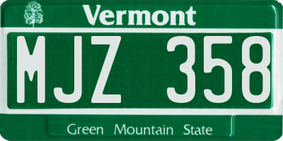 VT license plate MJZ358