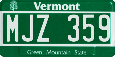 VT license plate MJZ359