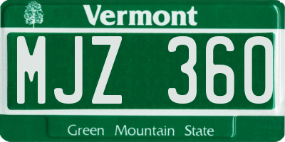 VT license plate MJZ360