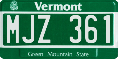 VT license plate MJZ361