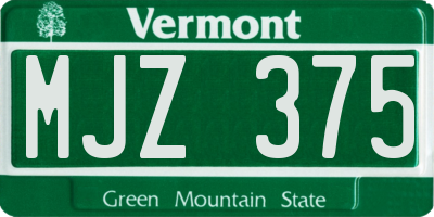 VT license plate MJZ375