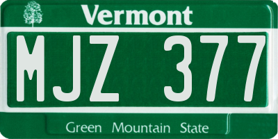 VT license plate MJZ377
