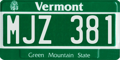 VT license plate MJZ381