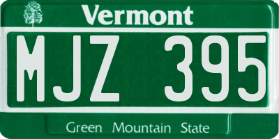VT license plate MJZ395