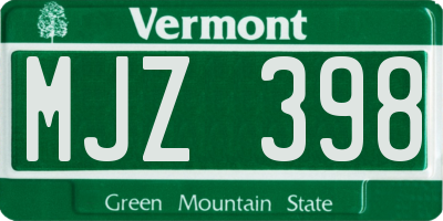 VT license plate MJZ398