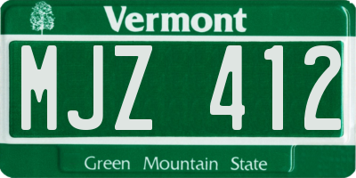 VT license plate MJZ412