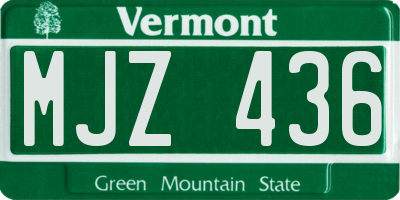 VT license plate MJZ436