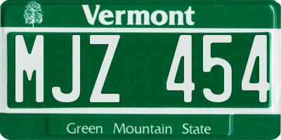 VT license plate MJZ454