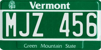 VT license plate MJZ456