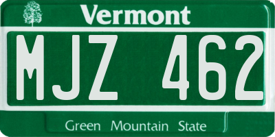 VT license plate MJZ462