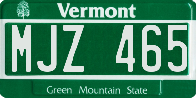 VT license plate MJZ465