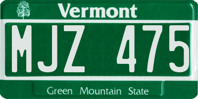VT license plate MJZ475