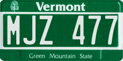 VT license plate MJZ477