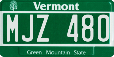 VT license plate MJZ480
