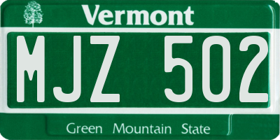 VT license plate MJZ502