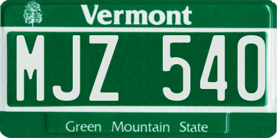 VT license plate MJZ540