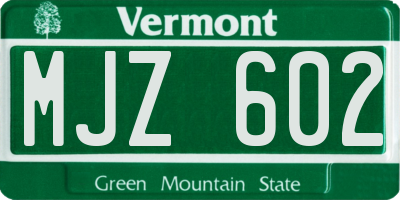VT license plate MJZ602