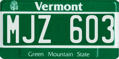 VT license plate MJZ603