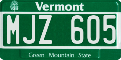 VT license plate MJZ605