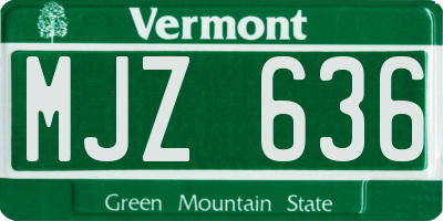 VT license plate MJZ636