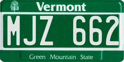VT license plate MJZ662