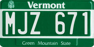 VT license plate MJZ671