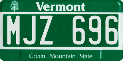 VT license plate MJZ696