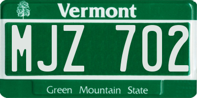 VT license plate MJZ702