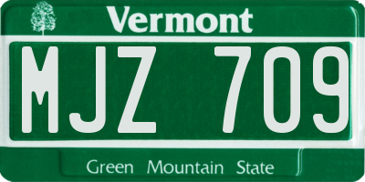VT license plate MJZ709