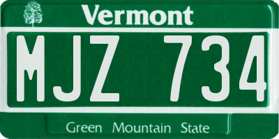 VT license plate MJZ734