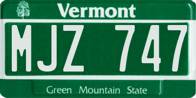 VT license plate MJZ747