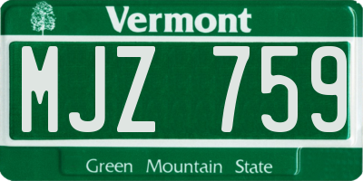 VT license plate MJZ759