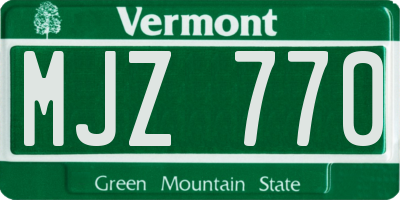 VT license plate MJZ770