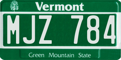 VT license plate MJZ784