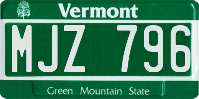 VT license plate MJZ796