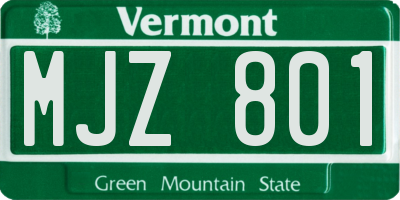 VT license plate MJZ801
