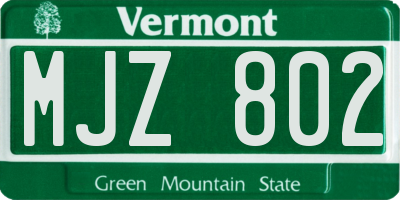 VT license plate MJZ802