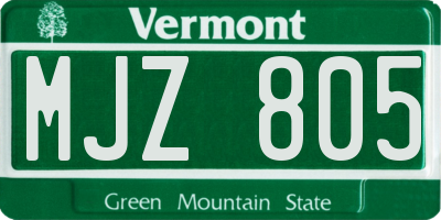 VT license plate MJZ805