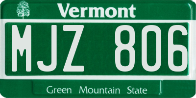 VT license plate MJZ806