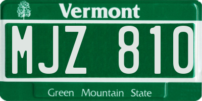VT license plate MJZ810